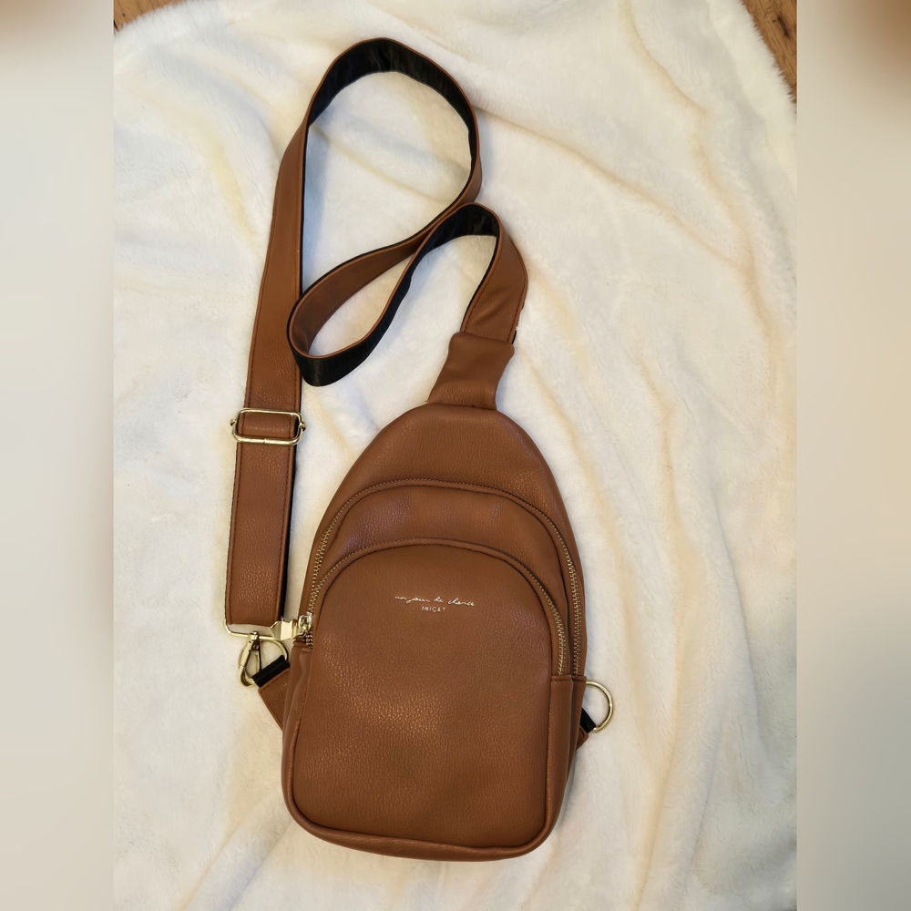 INICAT- Brown Faux Leather Crossbody Bag